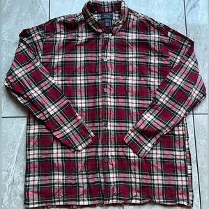 Polo Ralph Lauren Men’s Flannel Plaid Red Sleepwear Pajamas 100%Cotton Shirt XL